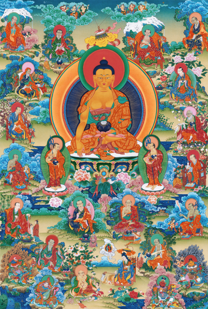 Buddha And Sixteen Arhats Art Of Thangka buddha-and-sixteen-arhats-art-of-thangka
